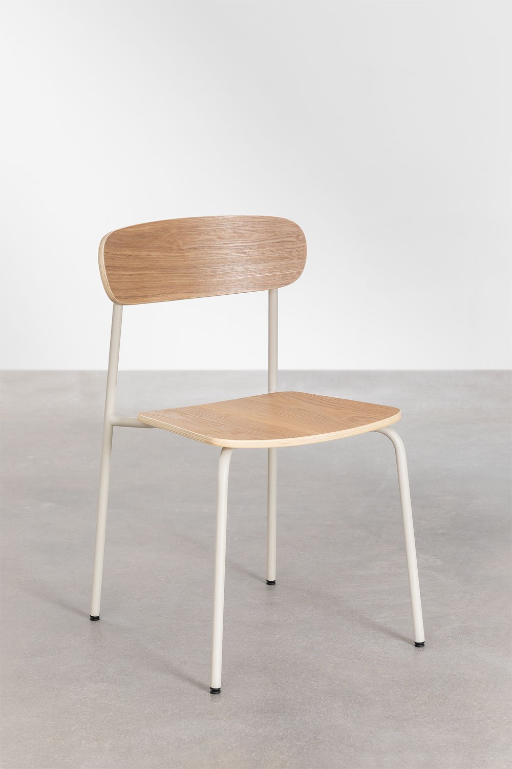 Wilpier stackable dining chair in iron and wood, gallery image 2