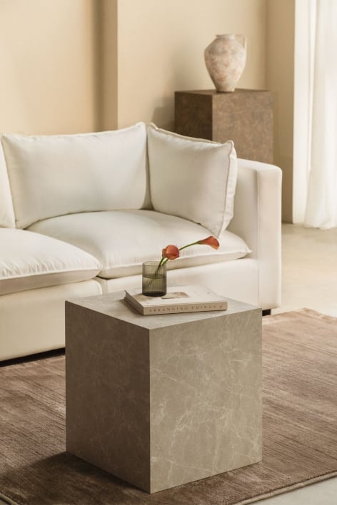 Square side table 45x45 cm in MDF Aria - White Marble