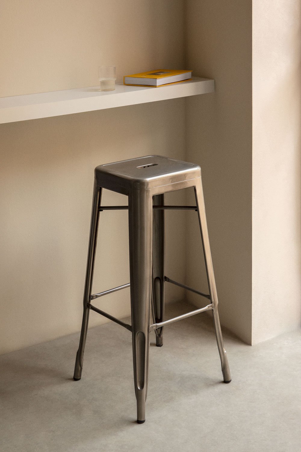 High stool in brushed LIX steel, gallery image 1