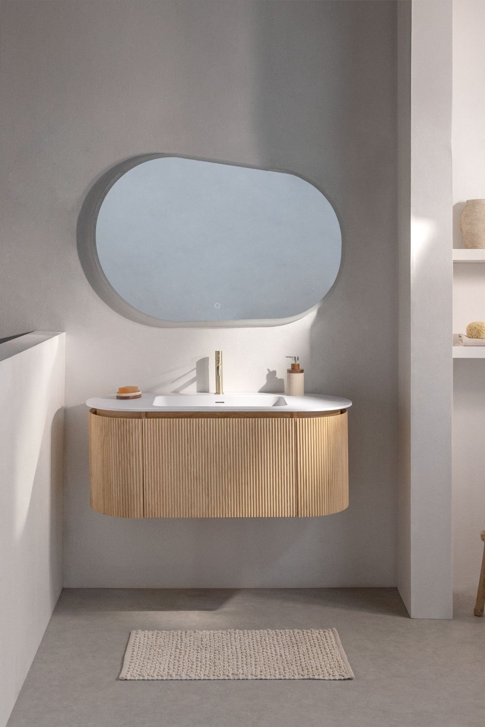 Carsone wooden bathroom furniture set with integrated washbasin, gallery image 2