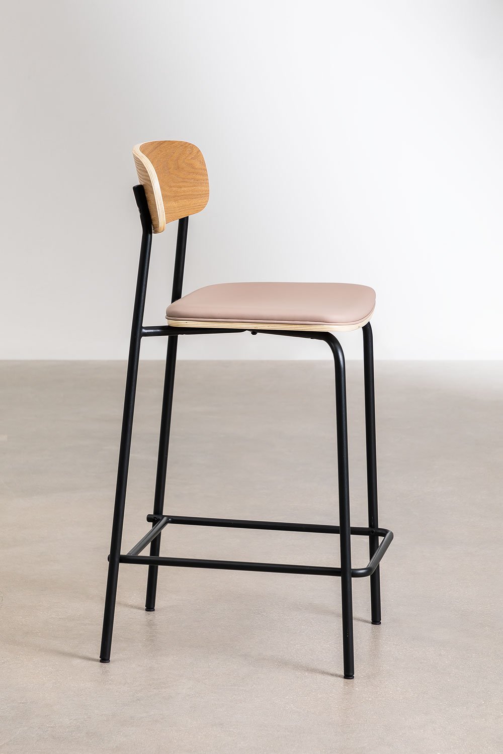 Wilpier 65cm stackable high stool in iron and wood, gallery image 3