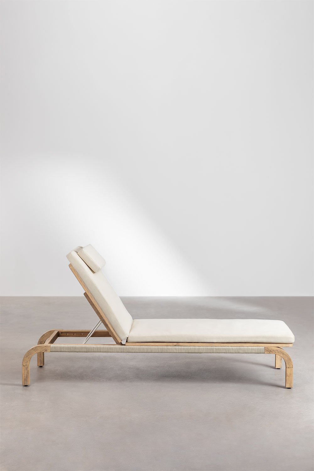 Pack of 2 reclining acacia wood sun loungers with Dubai cushions, gallery image 3857803