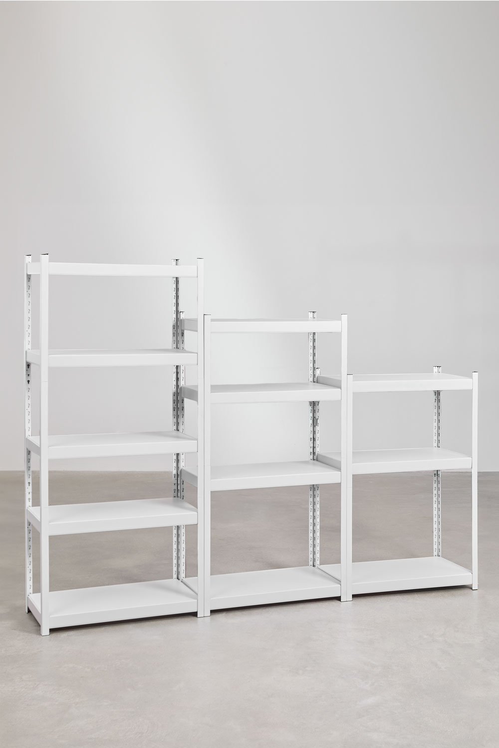 Set of 3 steel shelves (180-150-120x80 cm) Crenzi, gallery image 1