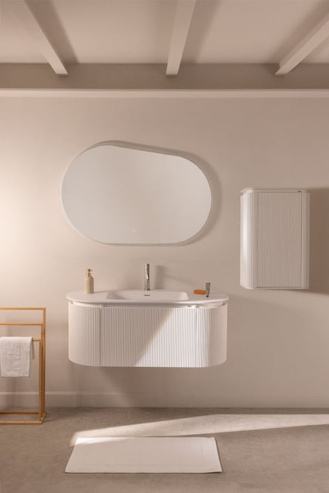 Carsone wooden bathroom furniture set with integrated washbasin - White