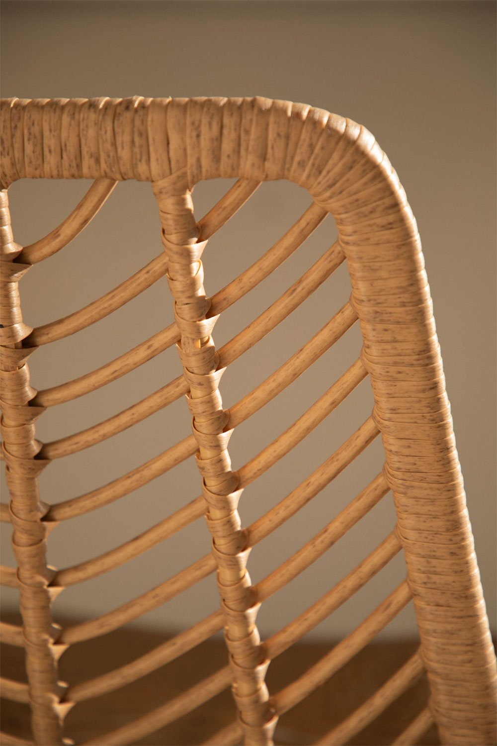 High stool in Gouda Natural synthetic rattan, gallery image 2