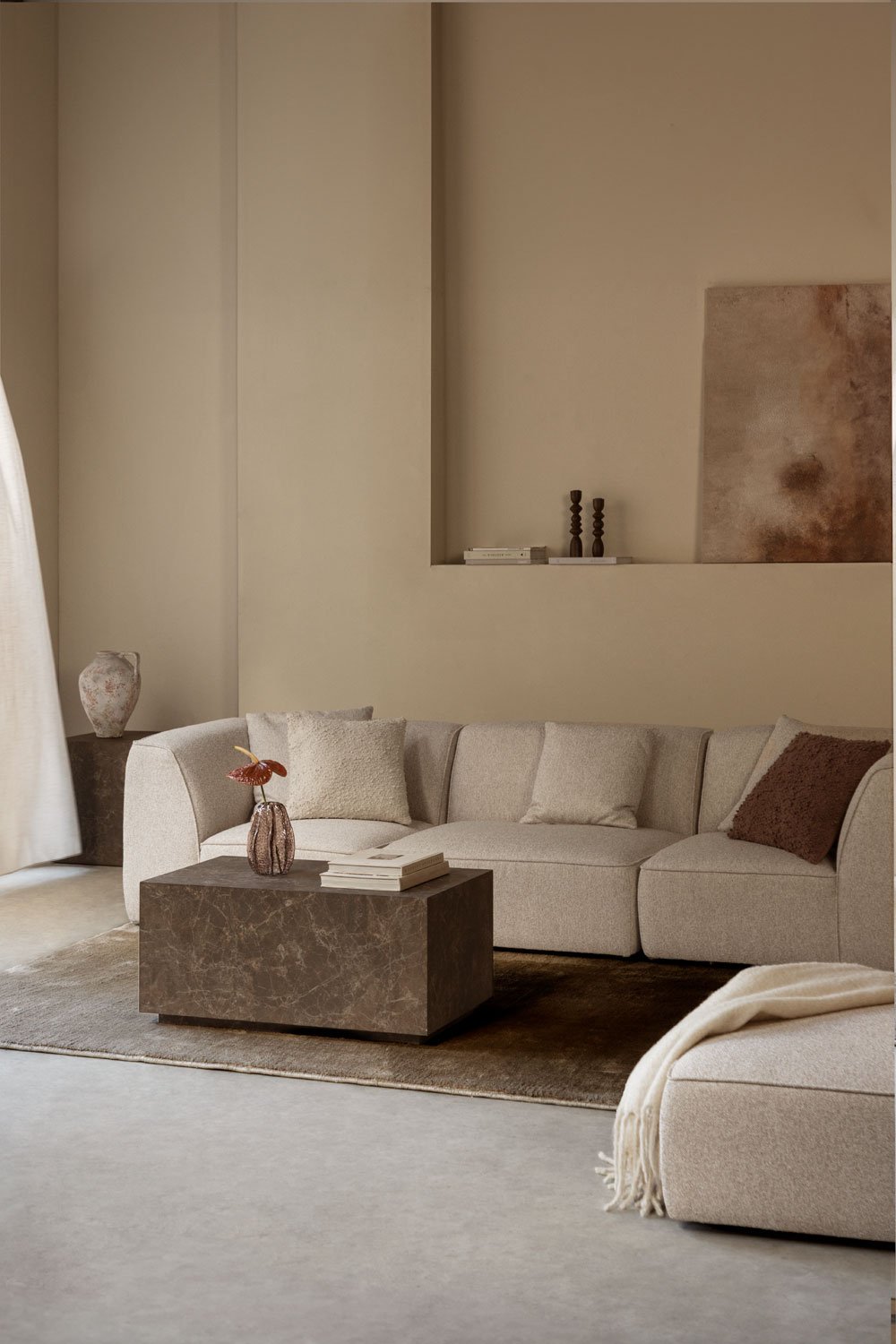 3-piece modular sofa in bouclé fabric Cardea, gallery image 1