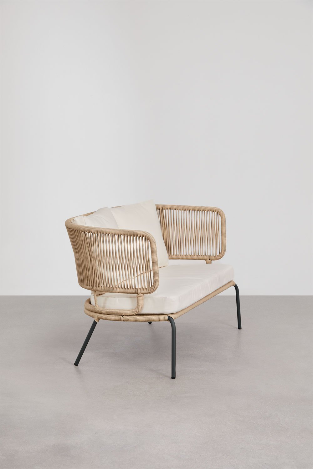 2-seater garden sofa in iron and braided rope Calipso, gallery image 3