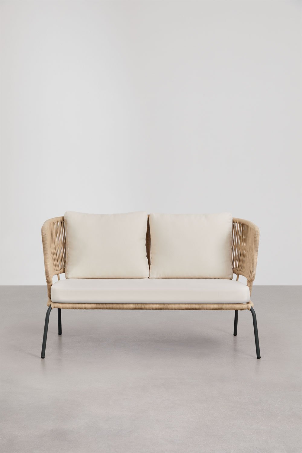 2-seater garden sofa in iron and braided rope Calipso, gallery image 4