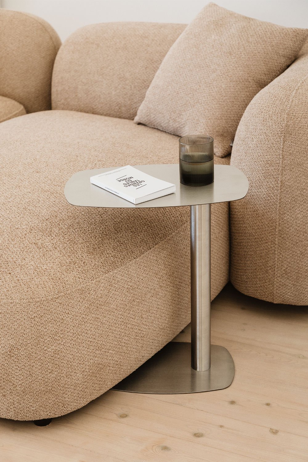 Odelia side table 40x25 cm in brushed steel, gallery image 1