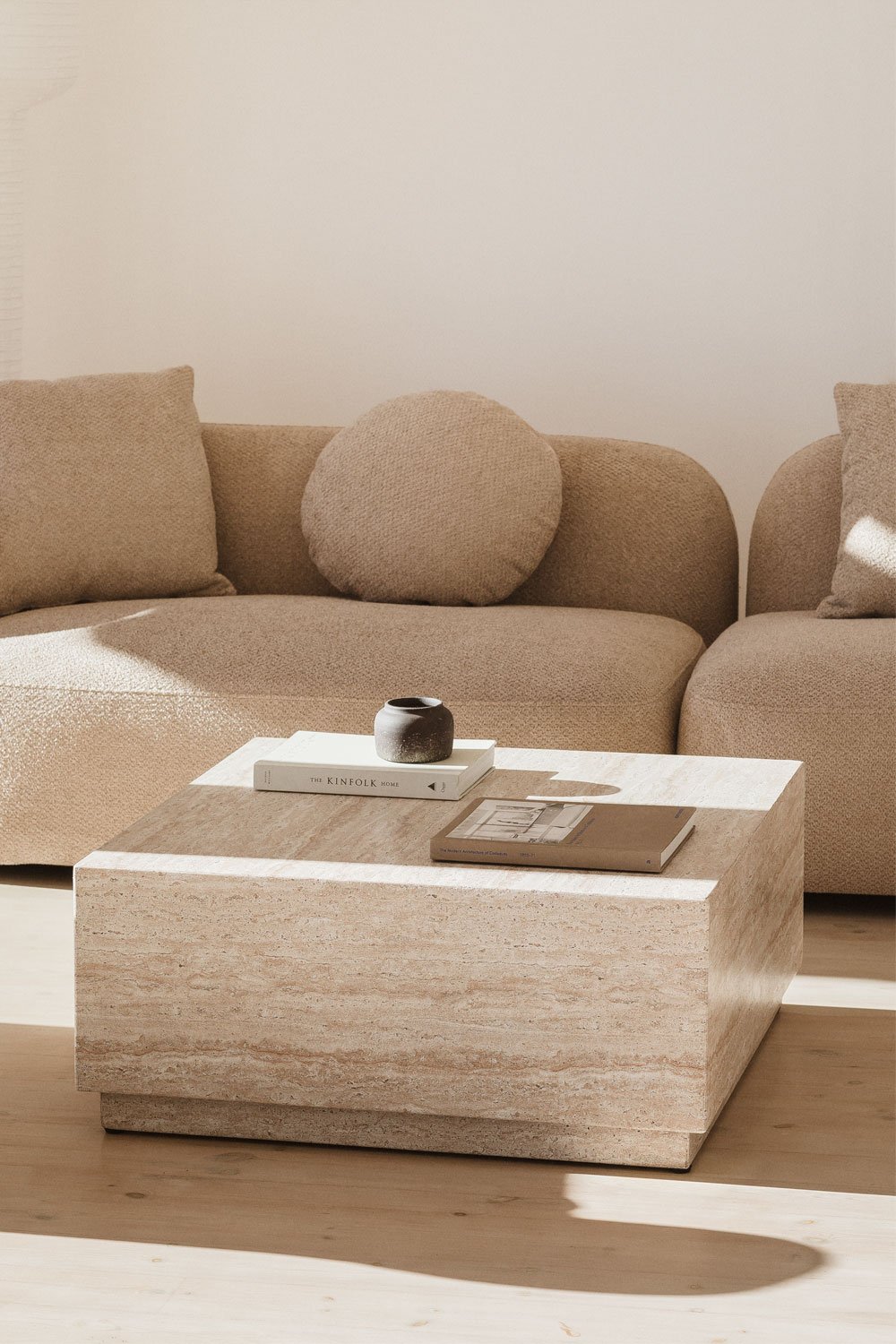 Imala travertine look cement coffee table, gallery image 1