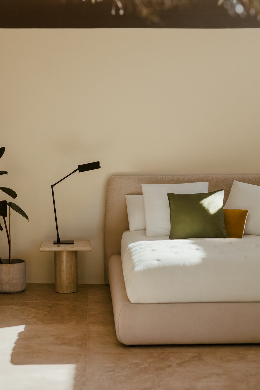 Bed with folding box spring in Norena sheepskin, gallery image 1