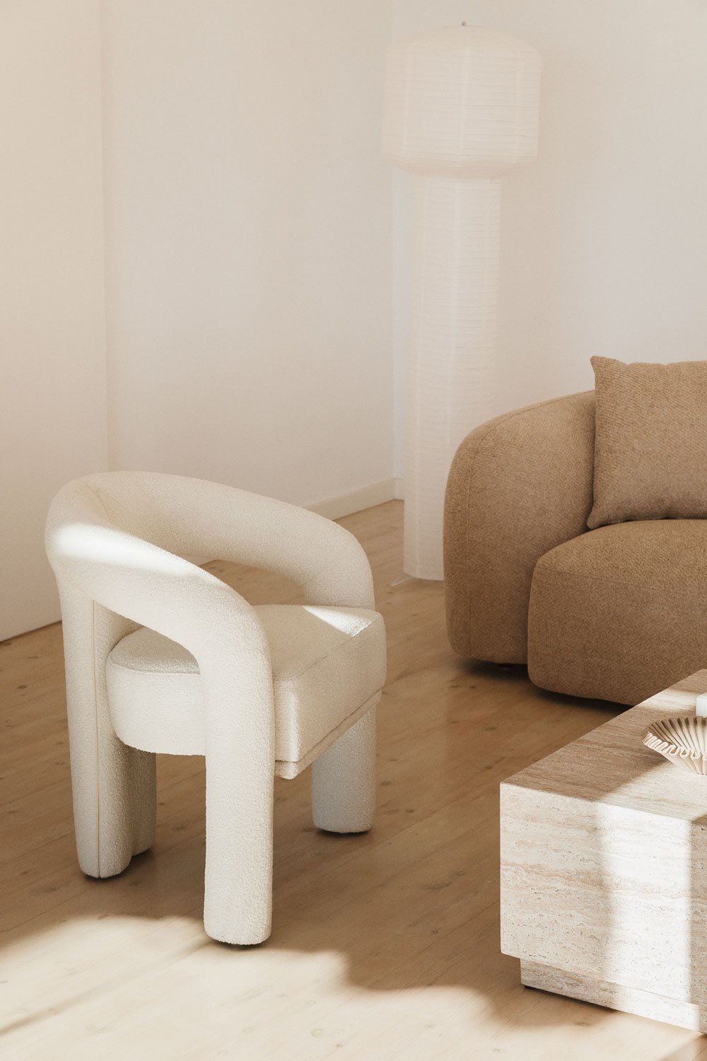 Greca bouclé fabric armchair, gallery image 1