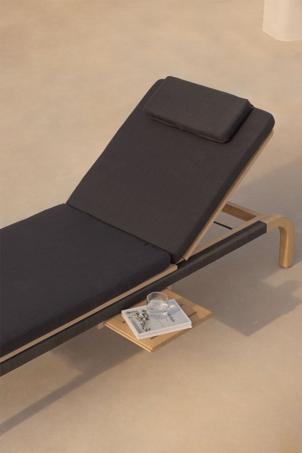 Reclining lounger in acacia wood Dubai, gallery image 1