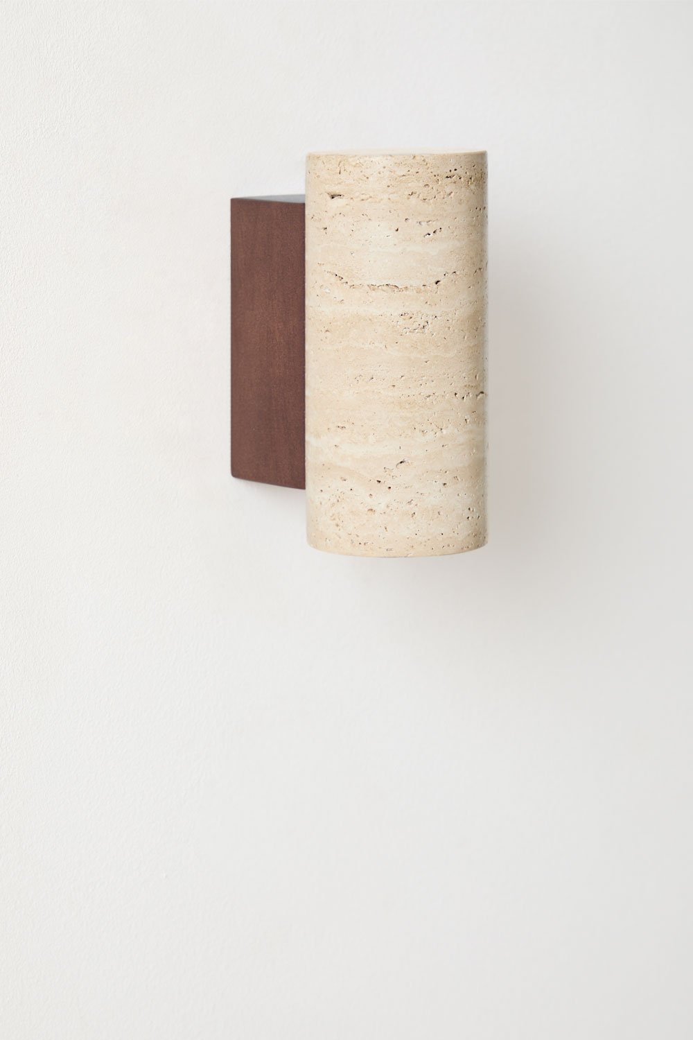 Davise travertine and wood wall sconce, gallery image 1