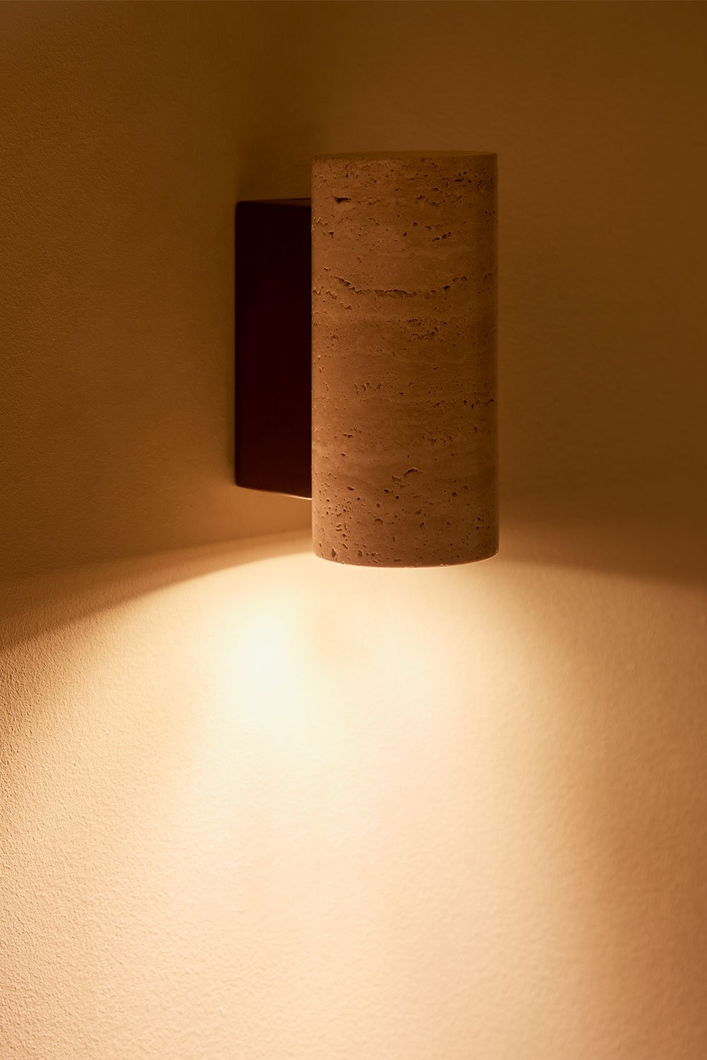 Davise travertine and wood wall sconce, gallery image 2