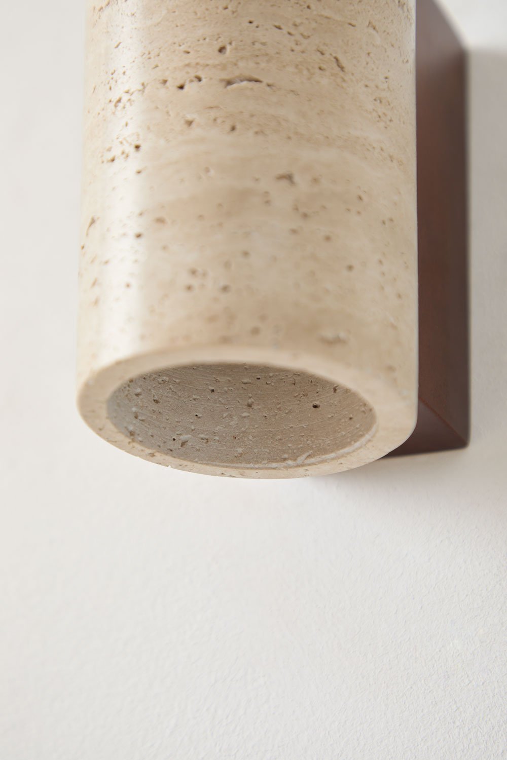 Davise travertine and wood wall light, gallery image 5