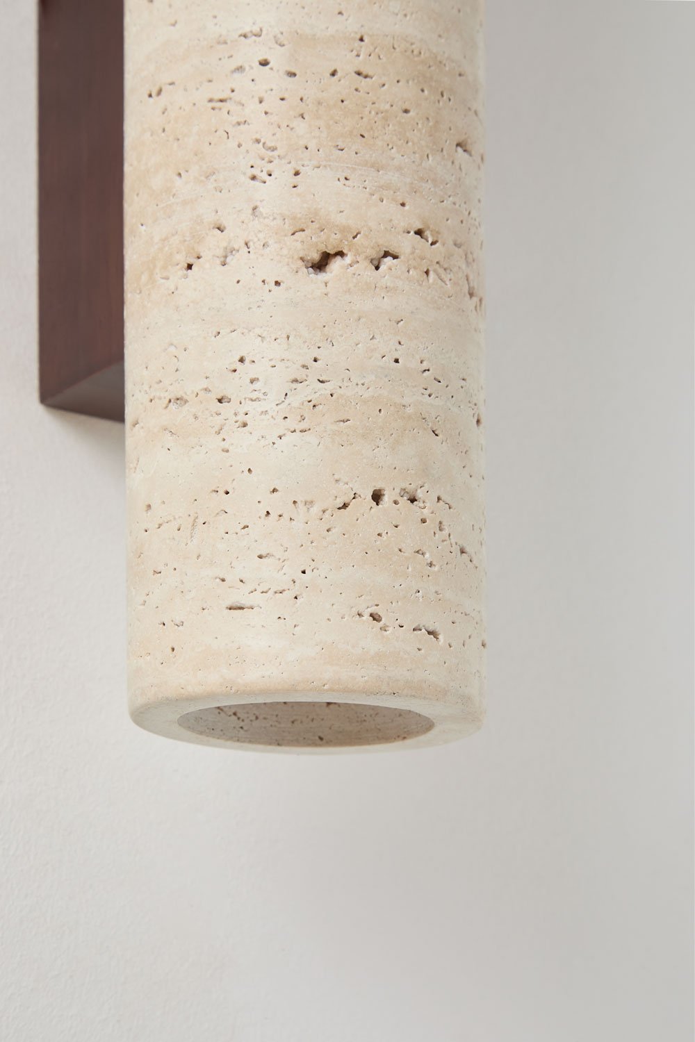 Davise travertine and wood wall light, gallery image 4