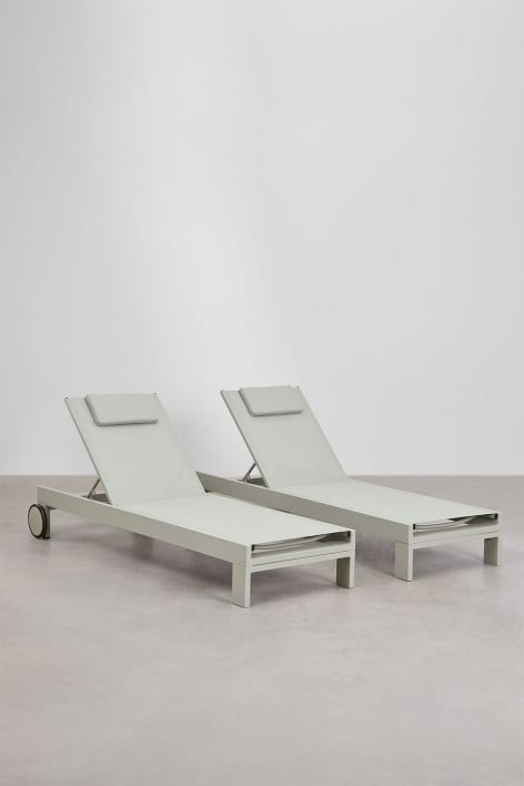 Pack of 2 Akelia aluminium reclining loungers with cushion