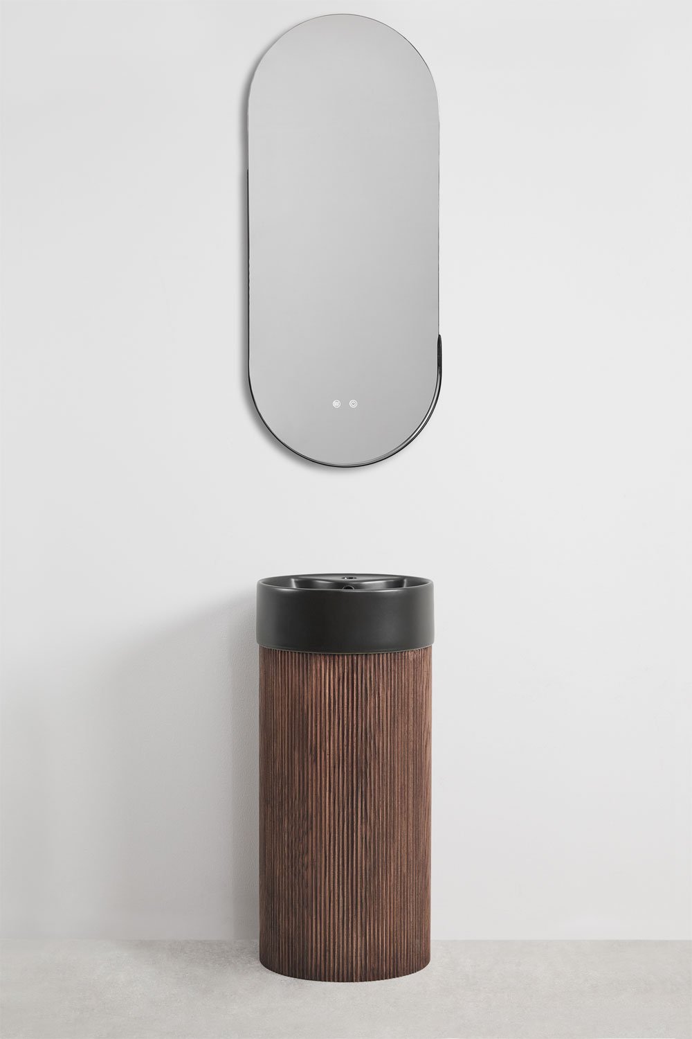 Bathroom furniture set in wood with integrated ceramic washbasin Maude, gallery image 2