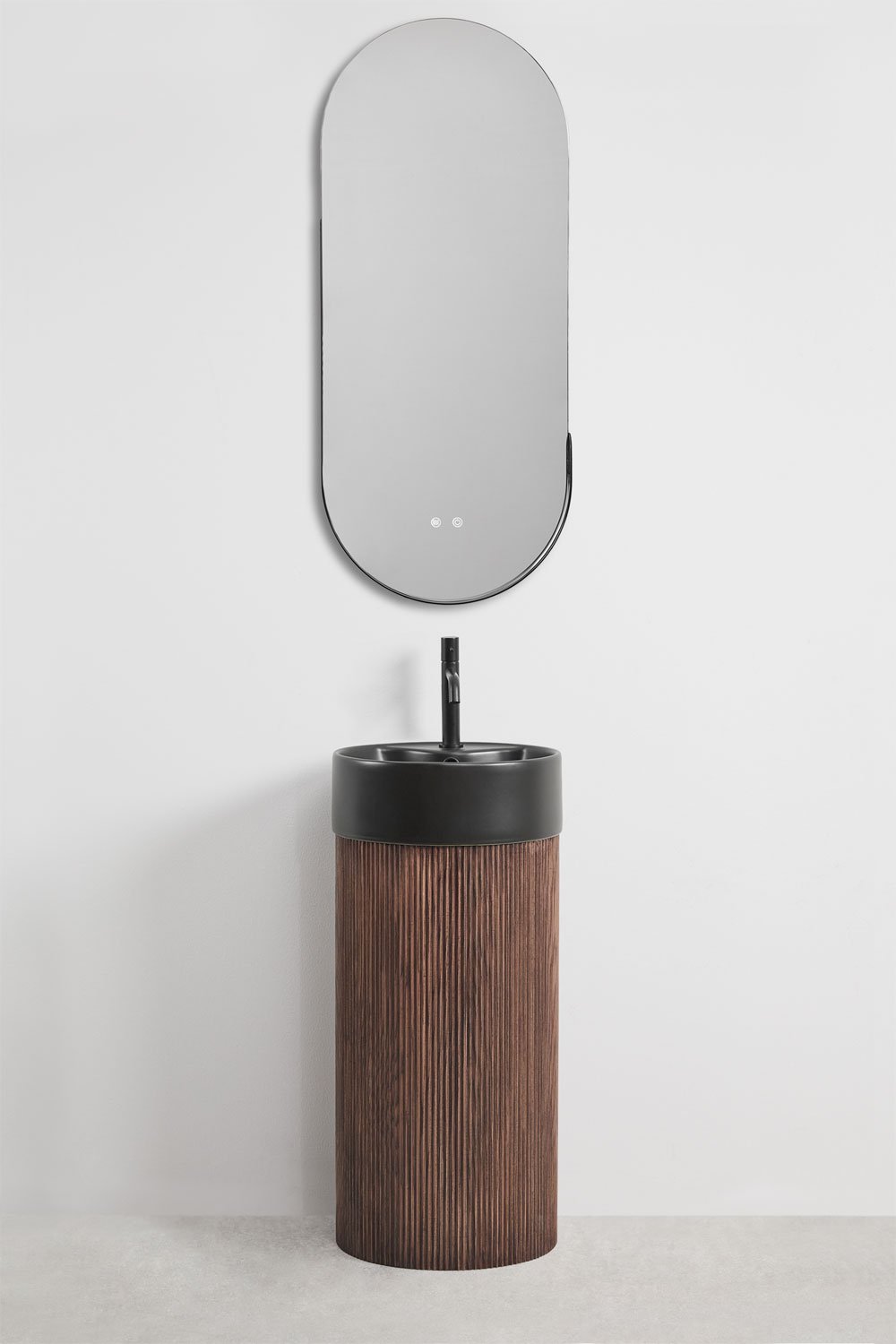 Bathroom furniture set in wood with integrated ceramic washbasin Maude, gallery image 3