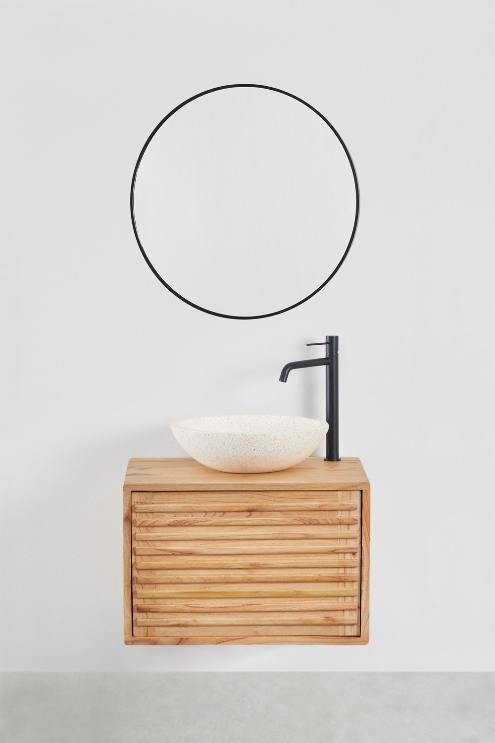 Suspended bathroom furniture set in wood Deleyna, gallery image 2