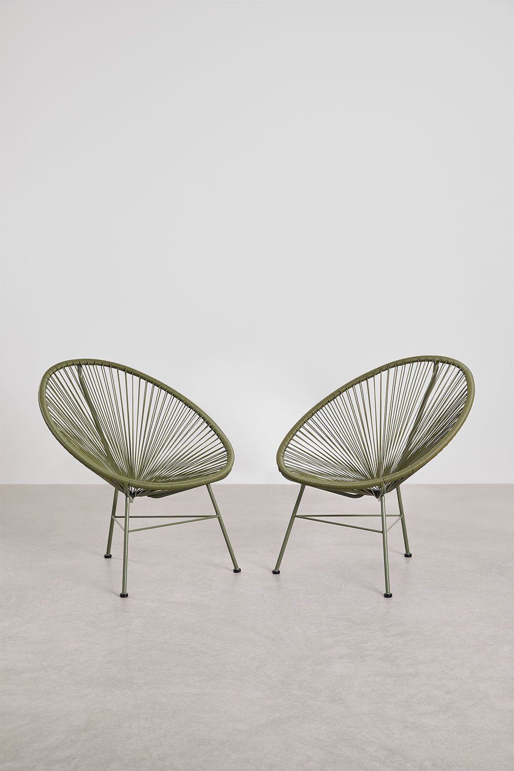 Pack of 2 armchairs in steel and synthetic rattan New Acapulco, gallery image 1