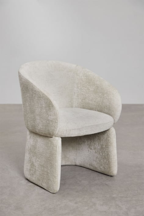Pack of 4 dining chairs with armrests in chenille Vasilis