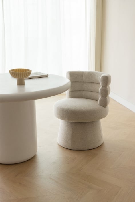 Protea Upholstered Swivel Dining Chair - Natural Colors Bouclé