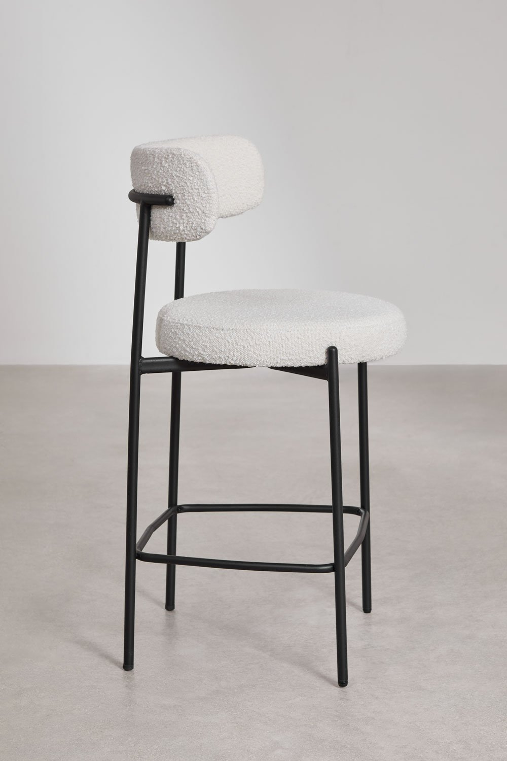 High stool with backrest in Anisa bouclé fabric, gallery image 2