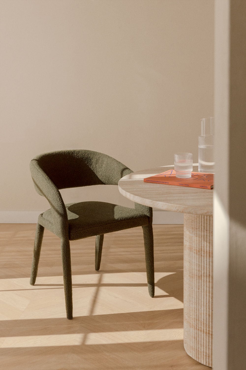 Pack of 2 Arazeina upholstered dining chairs with armrests, gallery image 1