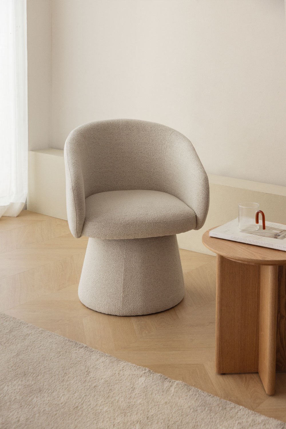 Flavian swivel chair in bouclé fabric, gallery image 1