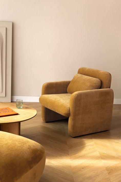 Jeison chenille armchair - Yellow Curry