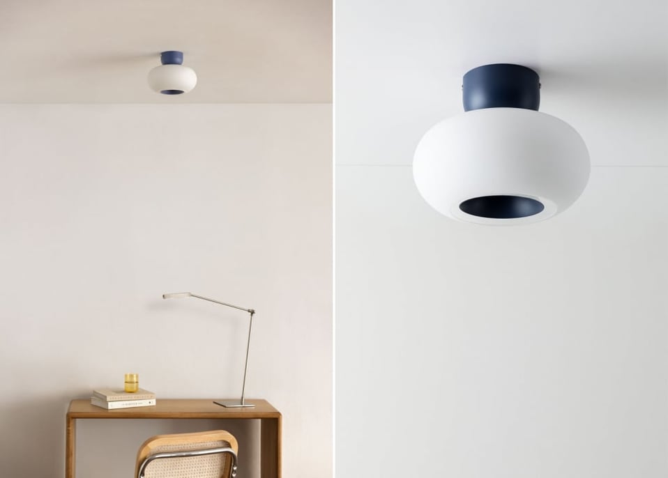 LED Ceiling Light in Glass and Steel Deruent