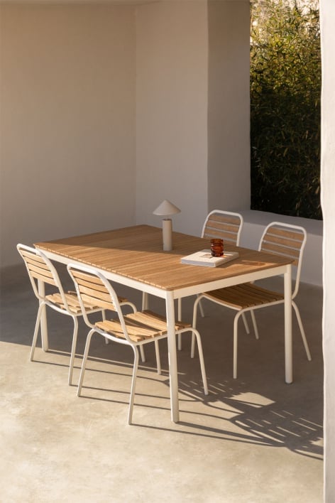 Rectangular garden table in steel and acacia wood (160x90 cm) Artus