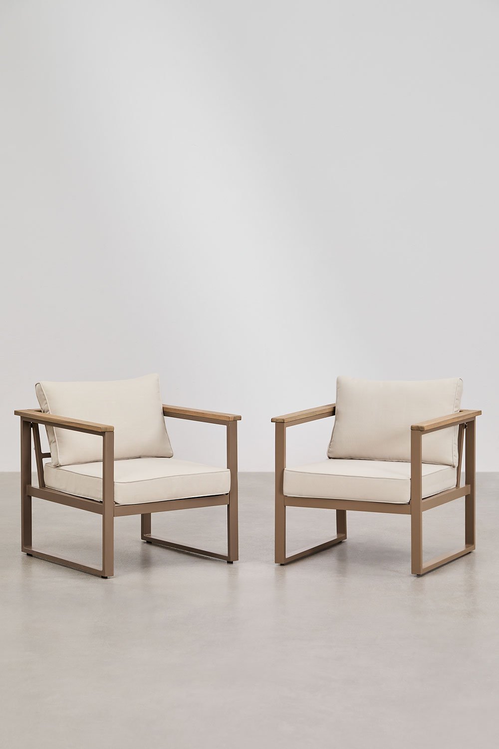 Pack of 2 garden chairs in aluminum and Lipov acacia wood, gallery image 2