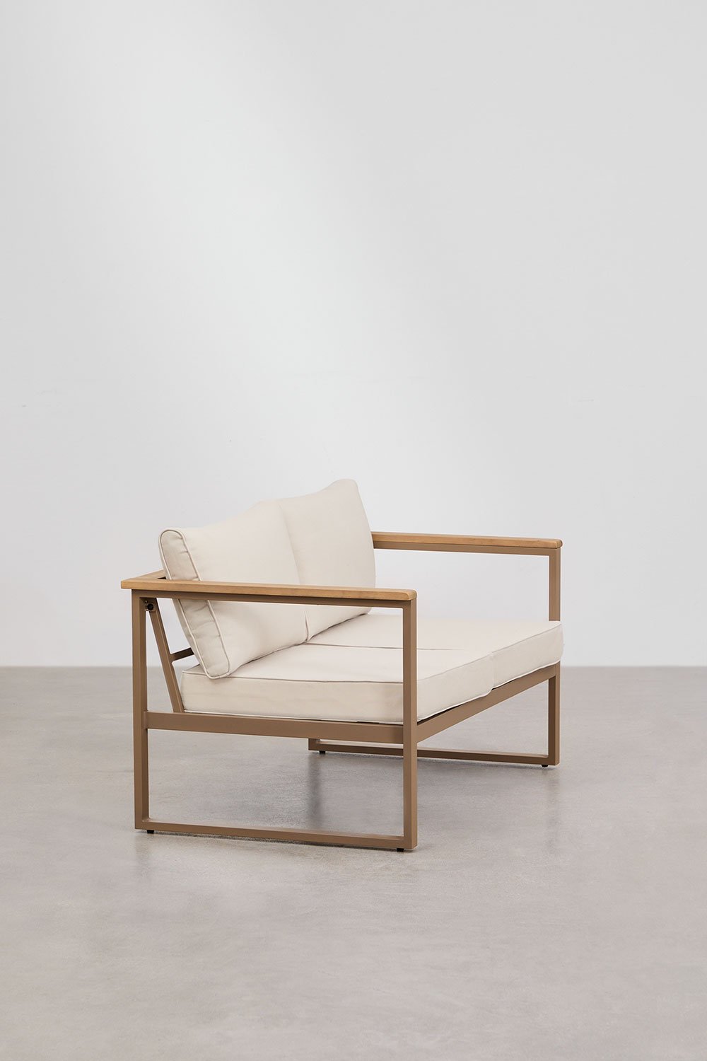 2-seater garden sofa in aluminum and Lipov acacia wood, gallery image 3