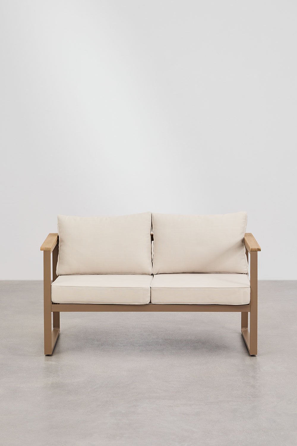 2-seater garden sofa in aluminum and Lipov acacia wood, gallery image 4