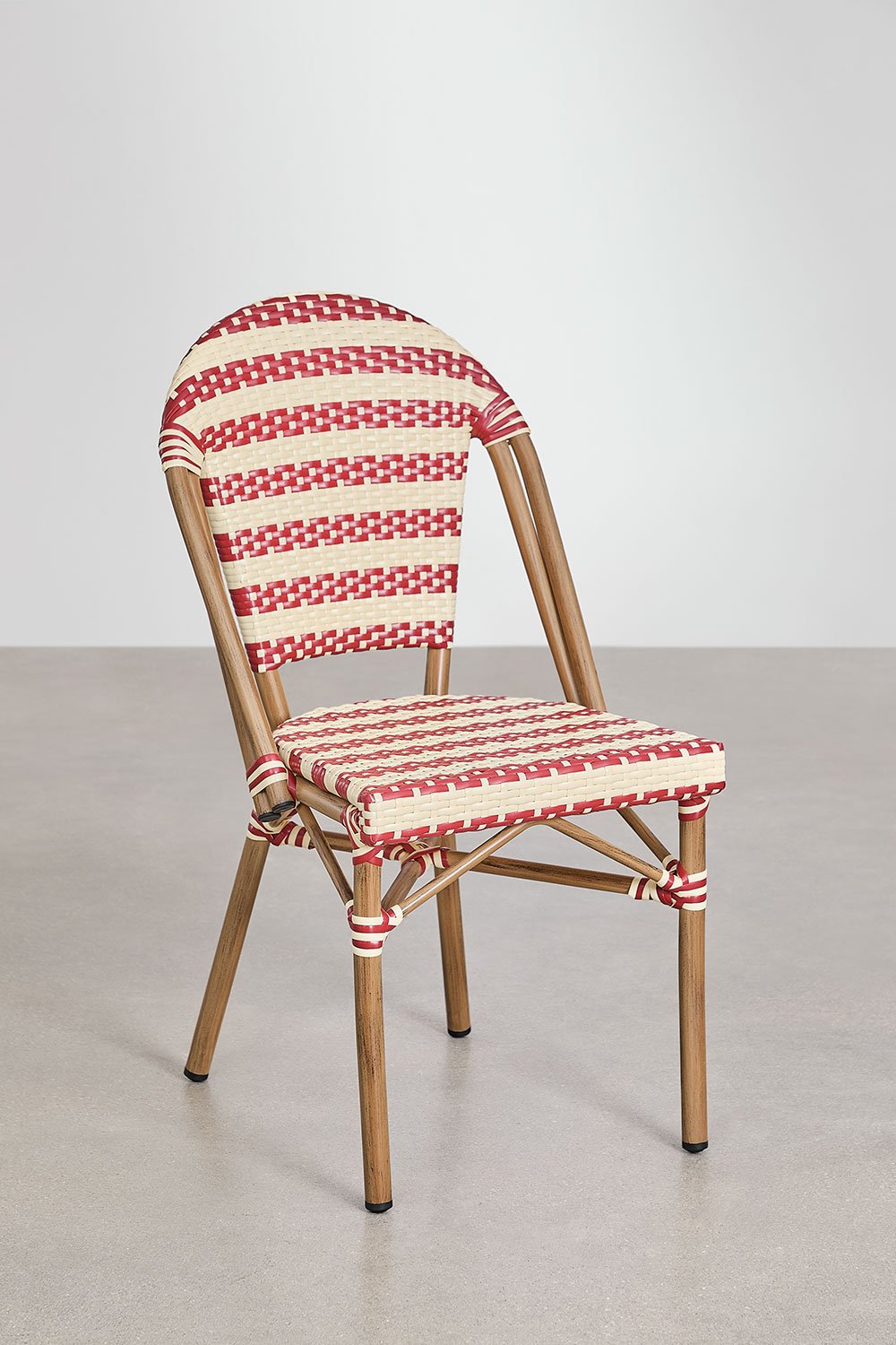 Stackable dining chair in synthetic rattan and aluminum Solange Bistro, gallery image 1