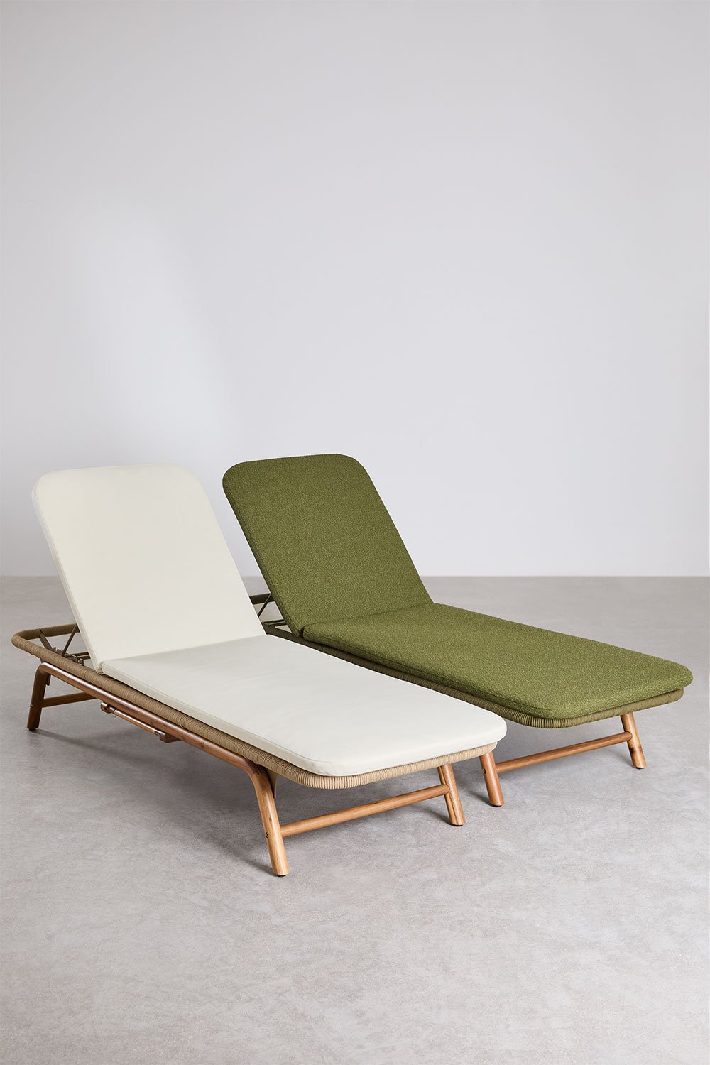 Pack of 2 Ikaria Acacia Wood Reclining Loungers, gallery image 13