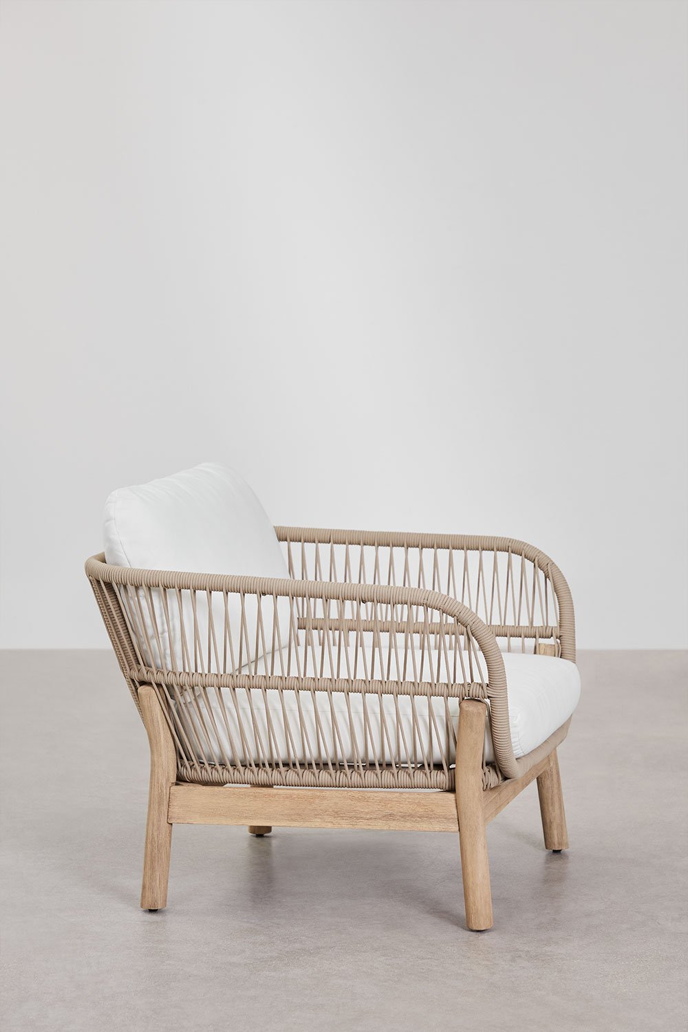 Set of 2 Karvia armchairs in aluminum and acacia wood, gallery image 3