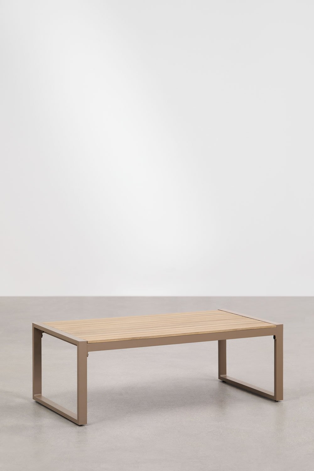 Rectangular garden coffee table 110x55 cm in aluminum and acacia wood Lipov, gallery image 2