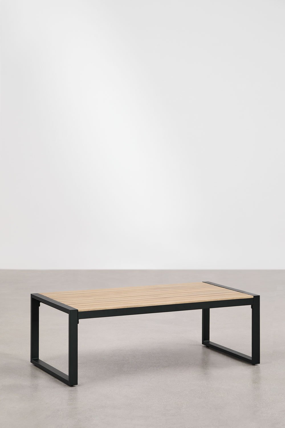 Rectangular garden coffee table in aluminium and acacia wood (110x55 cm) Lipov, gallery image 2