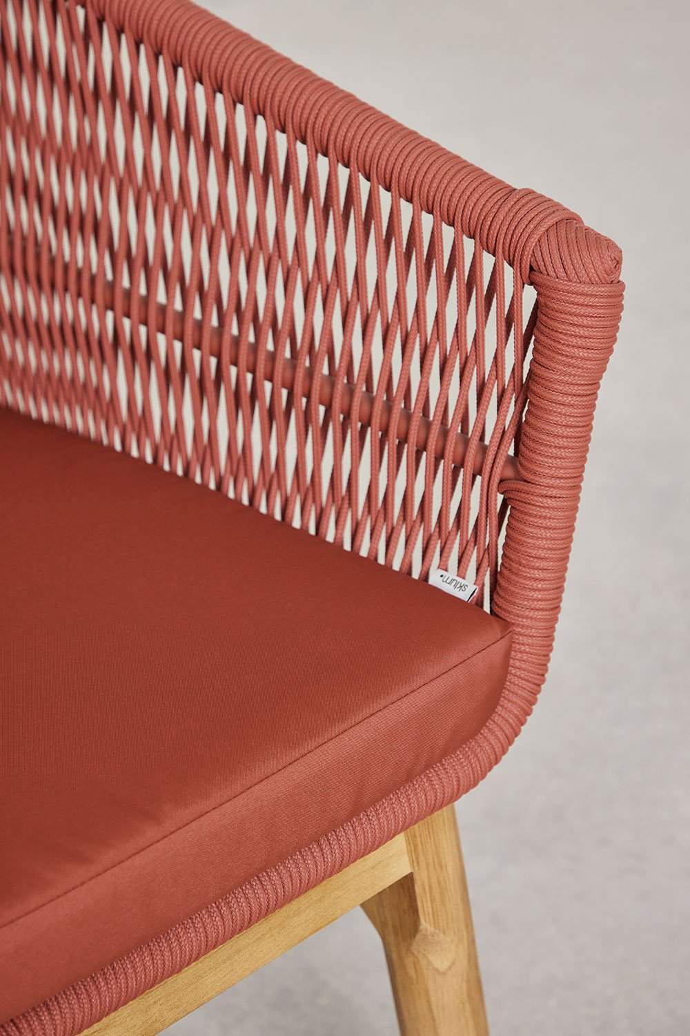 Barker garden chair in acacia wood and braided rope, gallery image 6