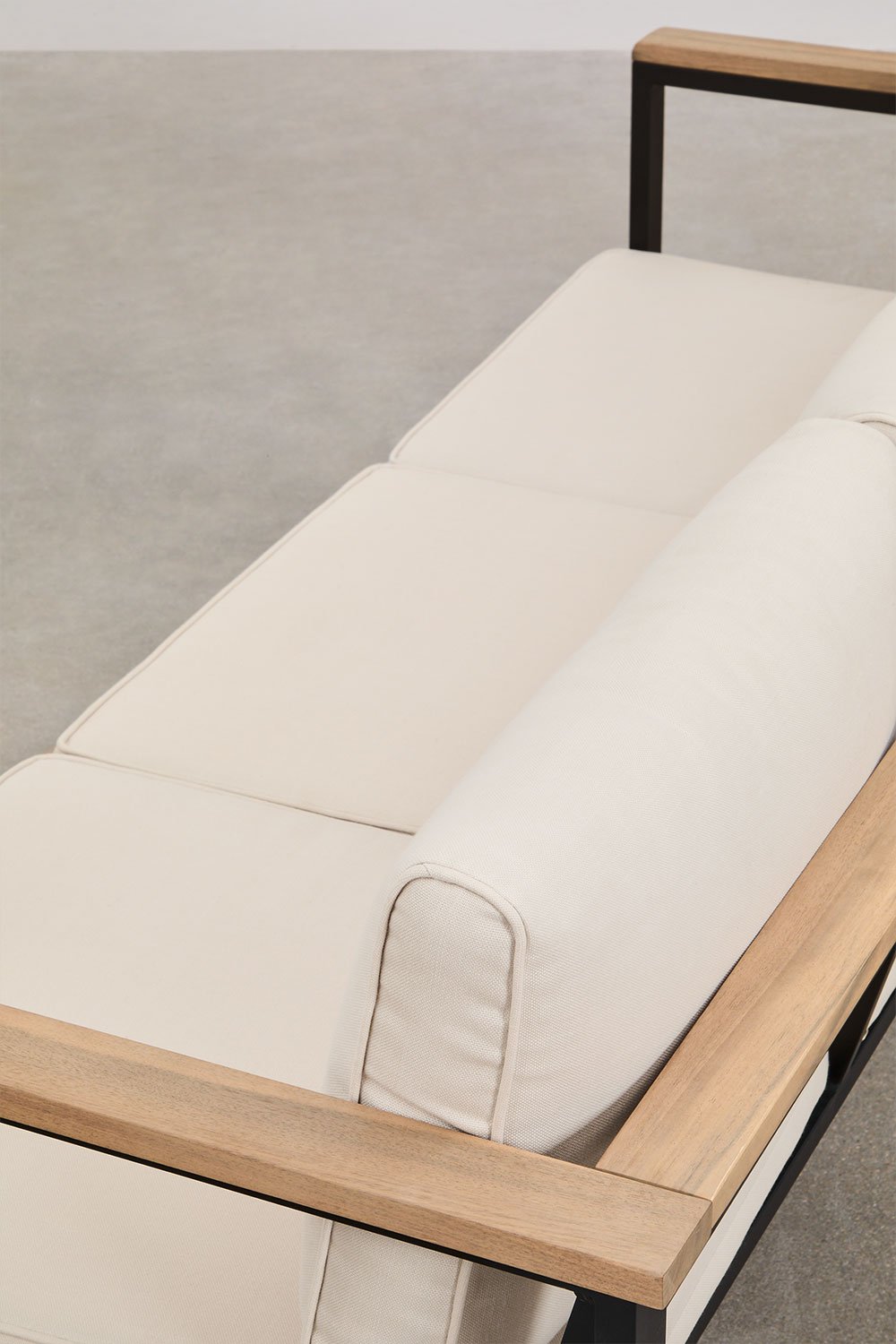 Lipov garden set with 3-seater sofa and coffee table in aluminum and acacia wood 110x55cm, gallery image 5