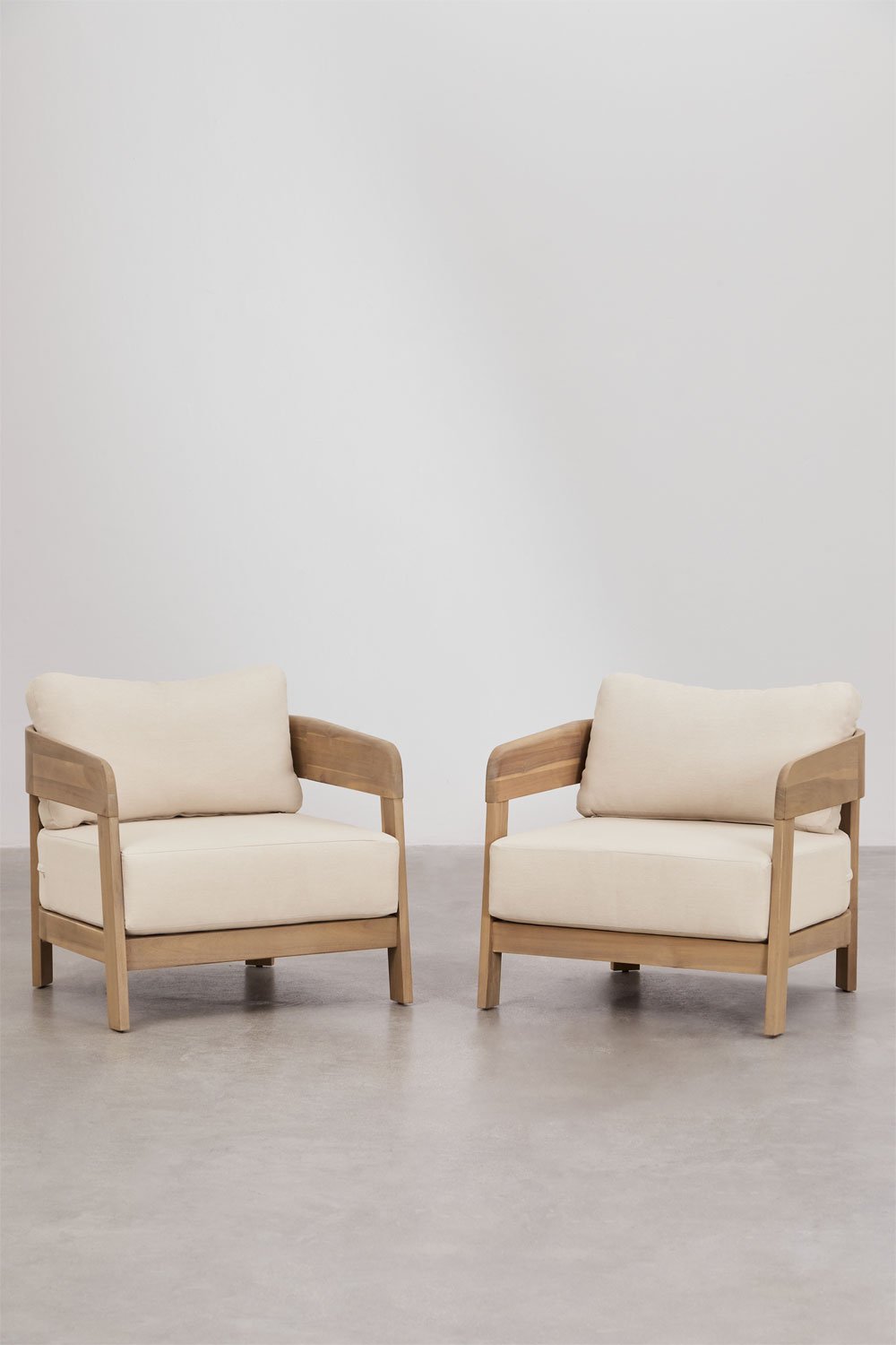 Pack of 2 Uleno acacia wood armchairs, gallery image 1