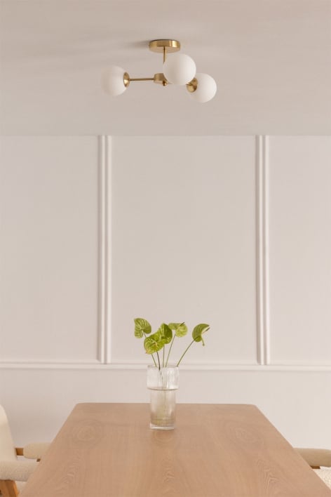 Ceiling lamp in iron with 3 glass balls Uvol