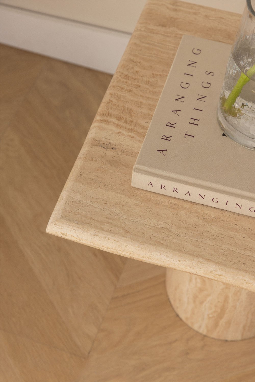 Square bedside table in Lausanne travertine, gallery image 2