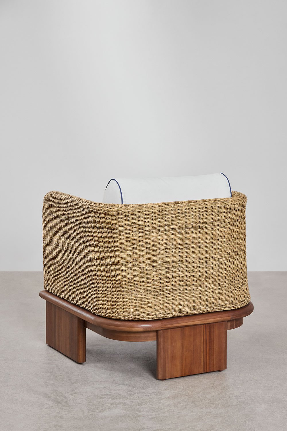 Pack of 2 Famara rattan and acacia wood garden armchairs, gallery image 7