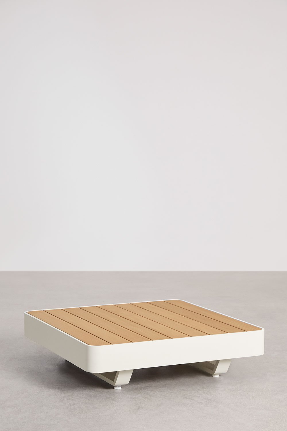 Square coffee table in aluminum and teak wood (90x90 cm) Yarilo, gallery image 1