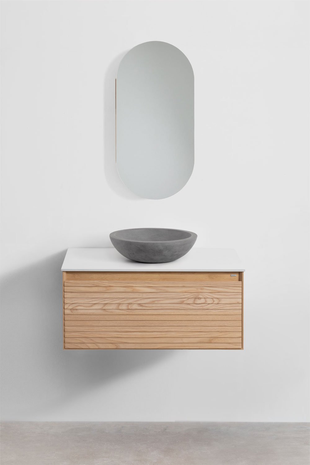 Tedrik suspended bathroom furniture set in ash wood, gallery image 2